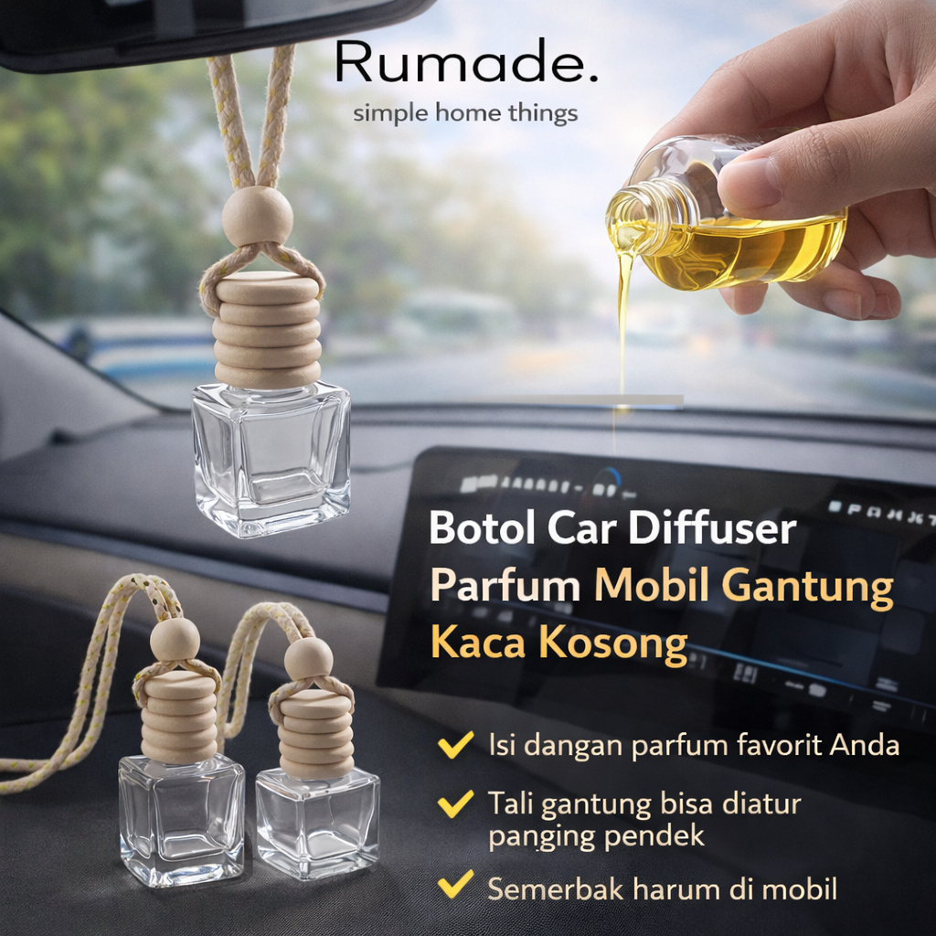 (RUMADE) Botol Kosong Car Diffuser Parfum Mobil Gantung Kaca Kosong