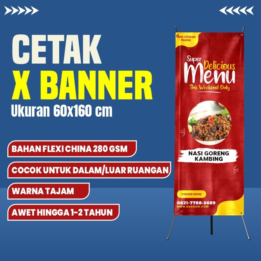 Cetak X Banner Murah Ukuran 60x160/X banner Wisuda/X Banner Jualan