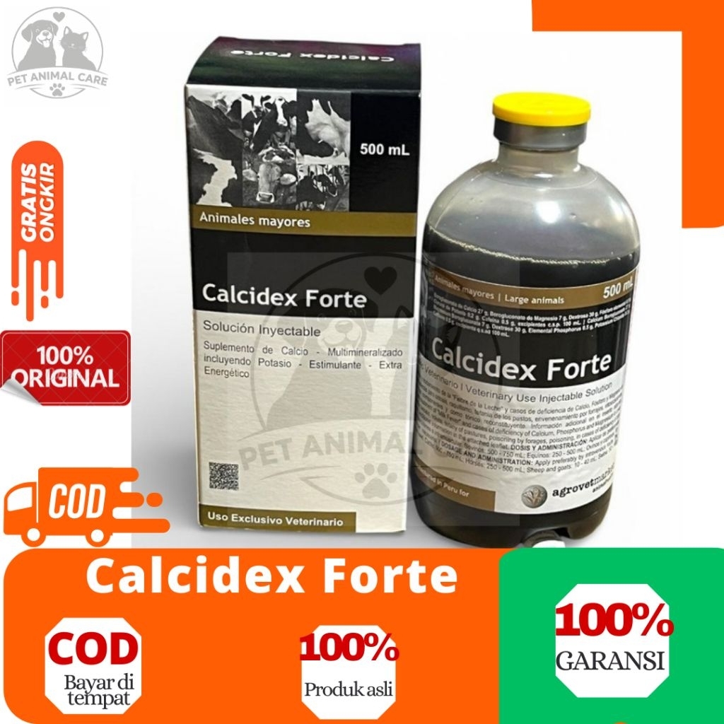 Calcidex Forte 500 ml - Obat Hipokalsemia Milk Fever Kekurangan kalsium magnesium untuk hewan ternak