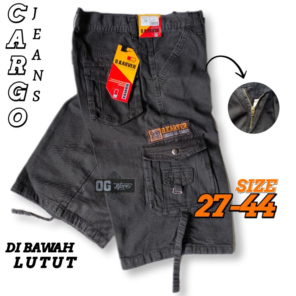 Celana Cargo Pria Pendek Bahan Jeans Model Kempol Gunung Size 27-44 Big Size Jumbo