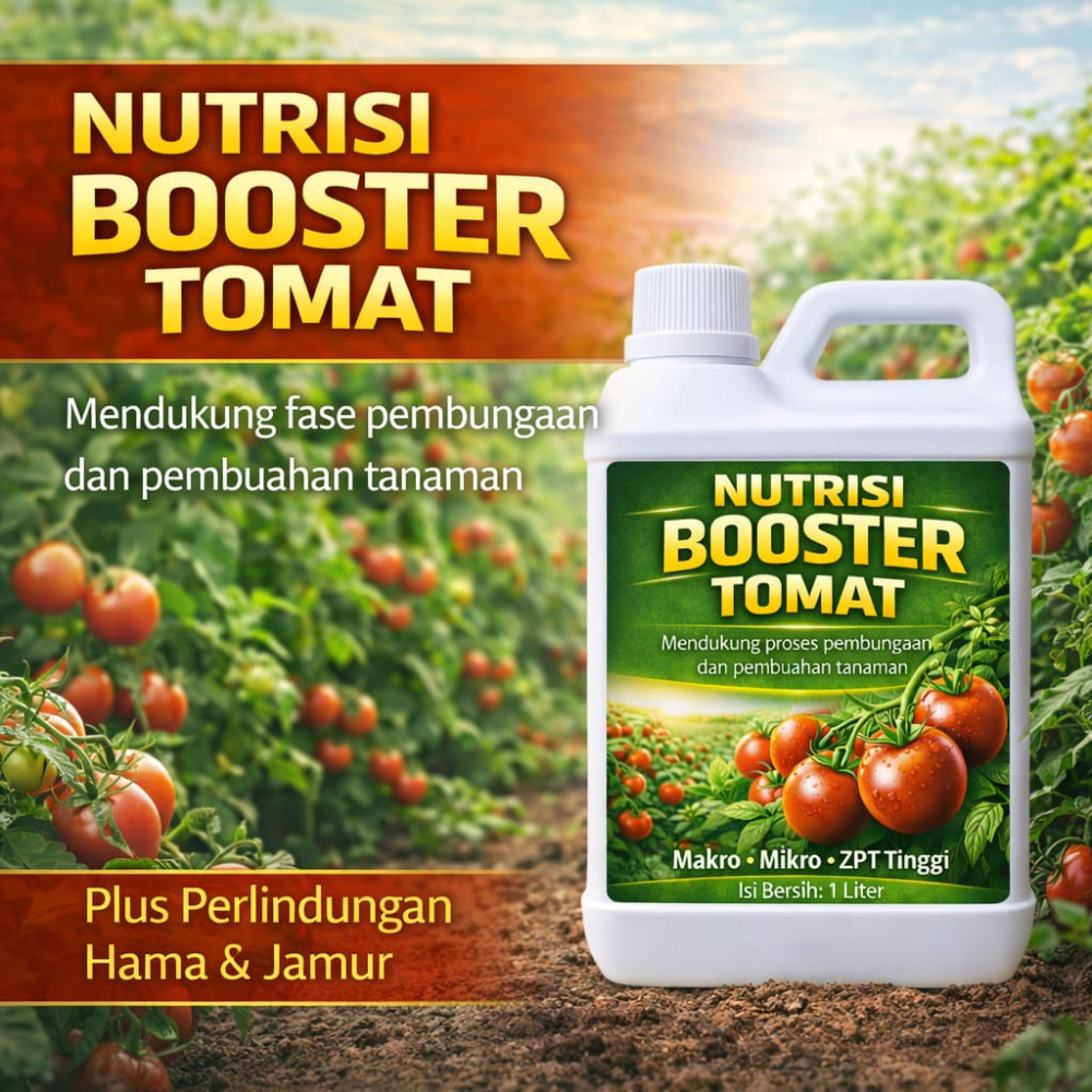 Pupuk Tomat Cair Booster Bunga & Buah – Nutrisi Tanaman Tomat 1 Liter