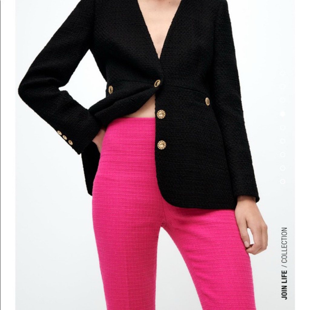 (PRELOVED / Excellent condt) ZARA Pants / size S / Pink Fuschia / Cotton Polyester / Petite size / F