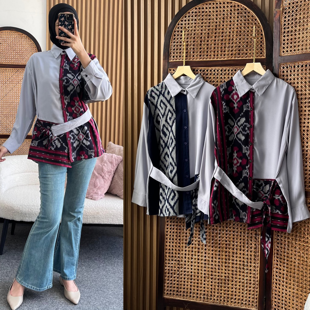 Little butik TENUN ETNIK BATIK SHIRT | atasan batik wanita batik kerja