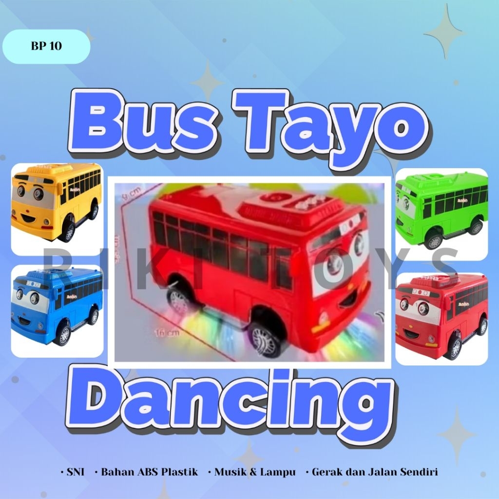 mainan anak bus tayo dancing/bahan abs plastik/musik dan lampu/bisa gerak dan jalan sendiri