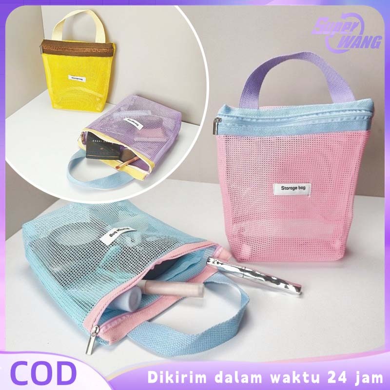 Tas Pouch Kosmetik Jaring Tas Sabun Jaring Tas Travel Mandi Wash Bag Jaring Pouch Kosmetik Travel
