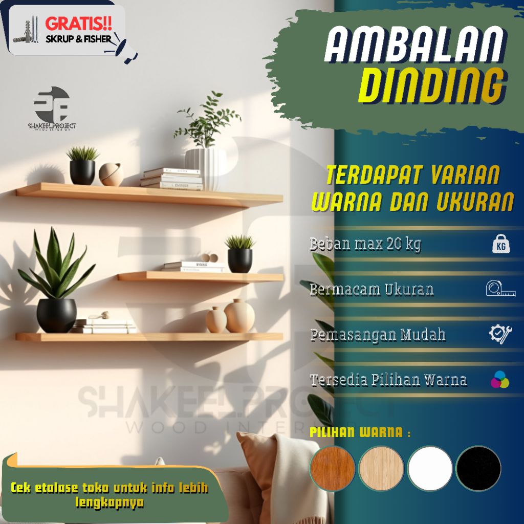 ambalan dinding kayu MAHONI