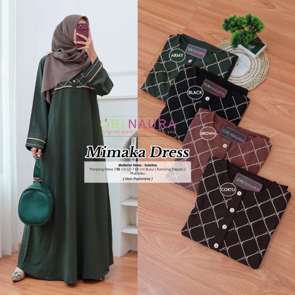 mimaka Dress by Ori Naura - dress sabrina - gamis wanita model terbaru kekinian - dress baju lebaran