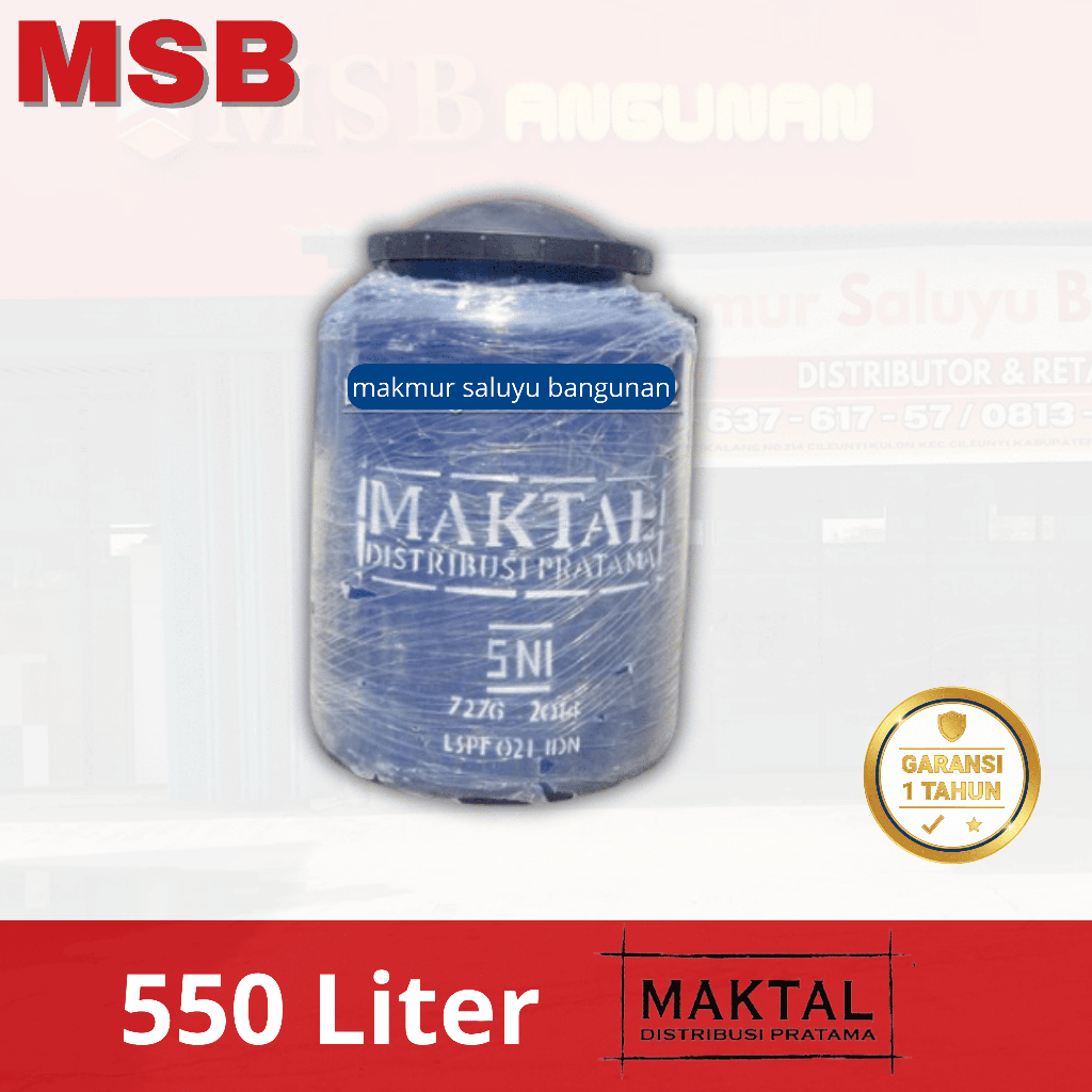 Tandon 550L Maktal Biru Anti Lumut Bau