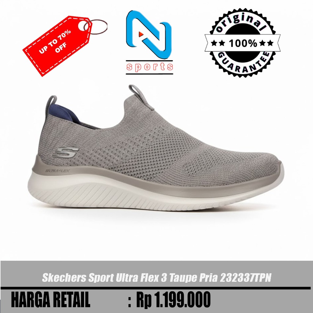 Sepatu Skechers Sport Ultra Flex 3 Taupe Pria 232337TPN Original 100%
