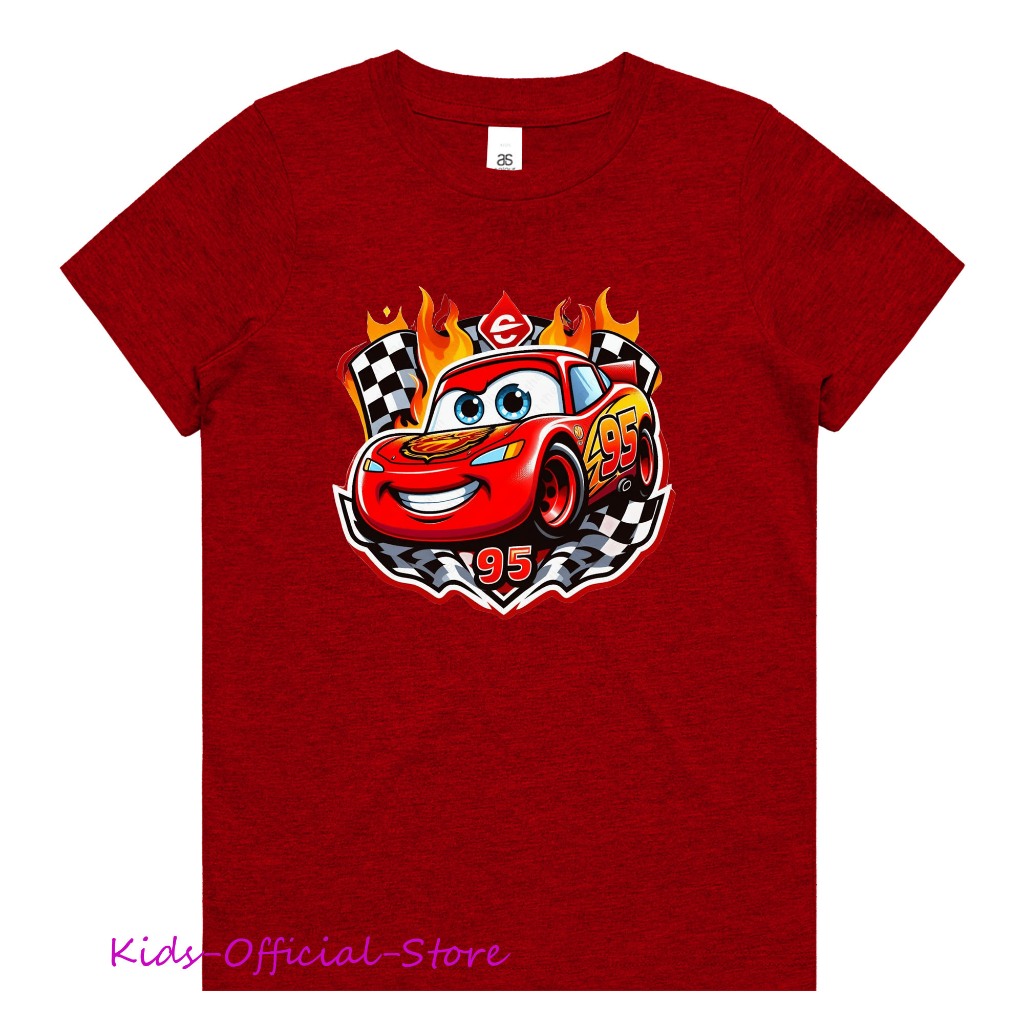 Kaos karakter Mcqueen Anak Unisex Baju karakter Mc queens cars cewek Size L XL XXL Warna Hitam Navy 