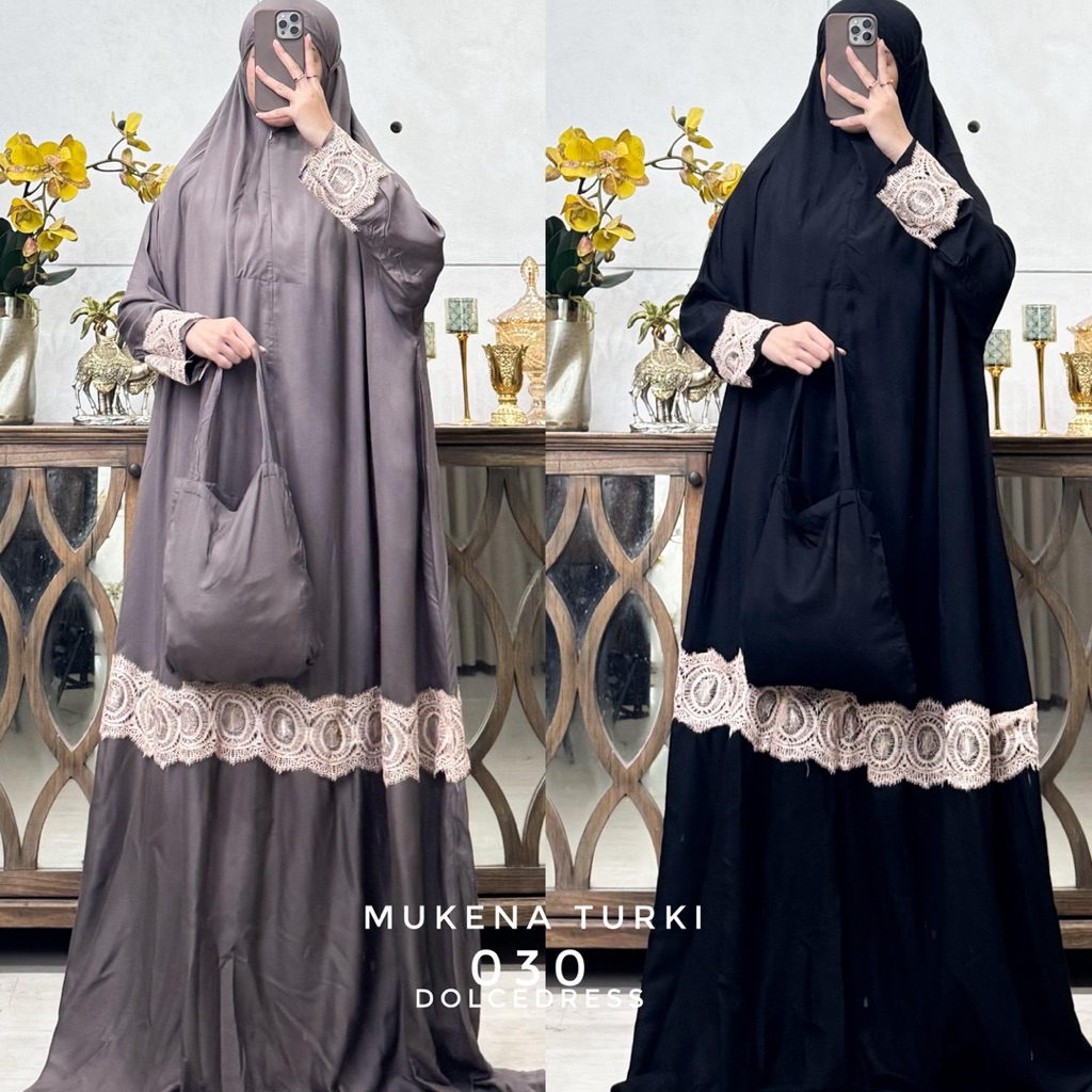 Mukena TURKIY Polos Mix Tille Bahan Rayon By Dolce Dress