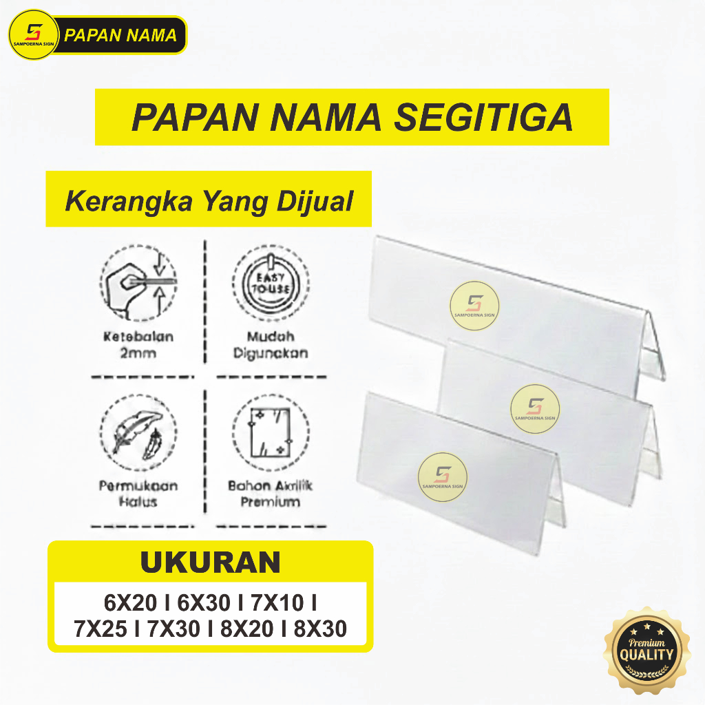 Papan Nama Akrilik Segitiga | Akrilik Kartu Nama | Akrilik Papan Nama Meja Panitia