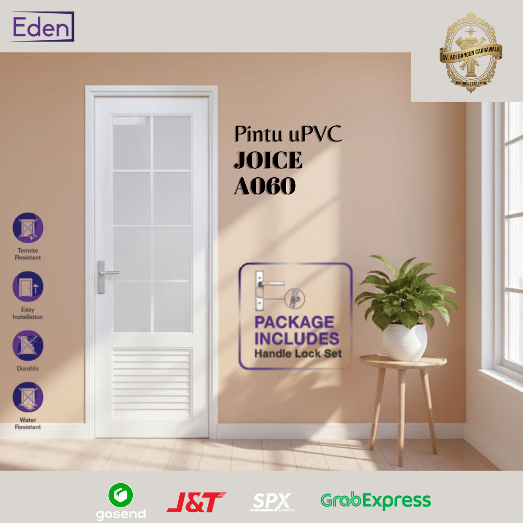 PINTU UPVC EDEN MINIMALIS JOICE A060 PINTU KAMAR MANDI