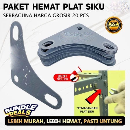 Paket 20 pcs Plat siku bolong 7,5×7,5 Lubang Baut 12 / PLAT SIKU LUBANG / PLAT SEGITIGA RAK BESI LUB