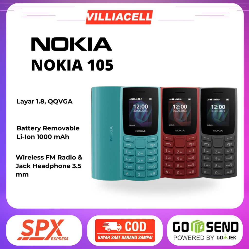 HP NOKIA 105 JADUL DUAL SIM BARU DAN GARANSI RESMI BATERAI TAHAN LAMA