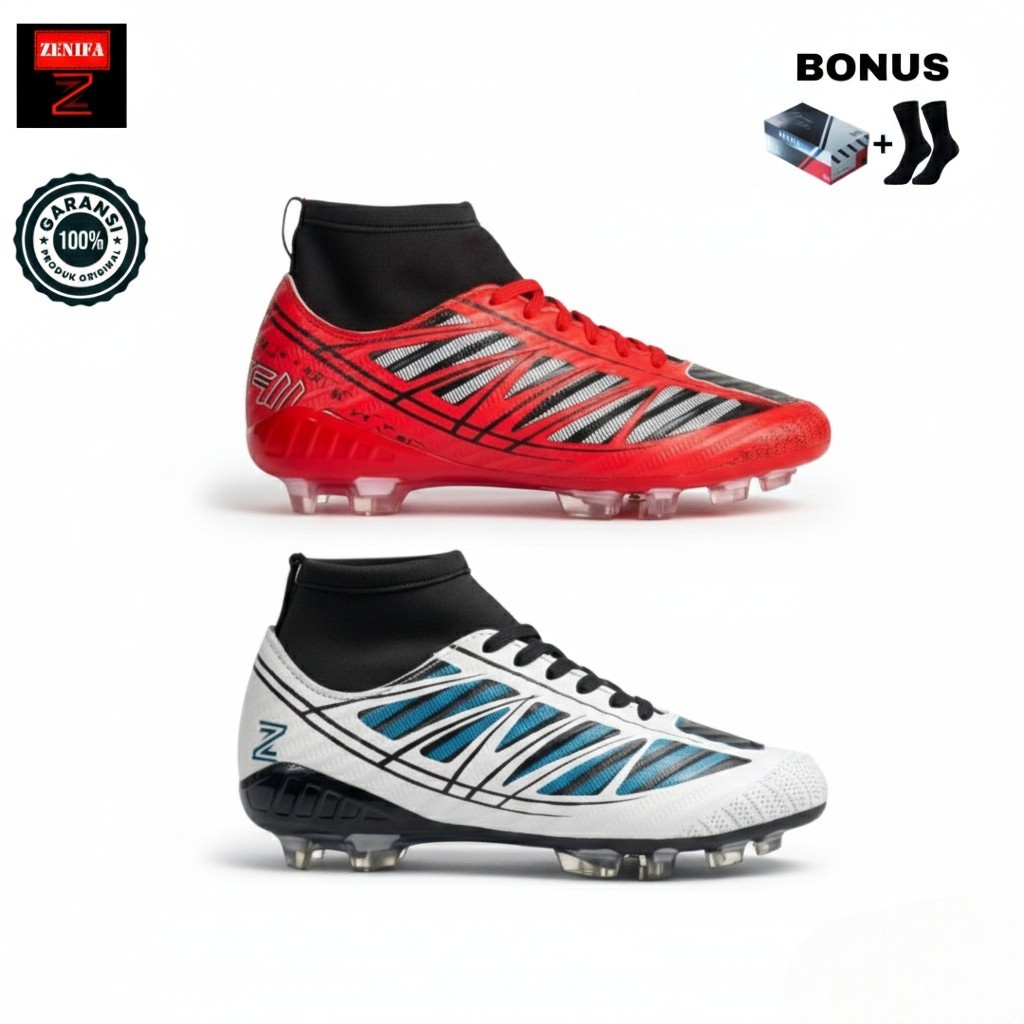 Zenifa Tsuyoi Sepatu Sepak Bola Boot Original Asli Sol Bening Motif Keren Kekinian Lokal Bandung