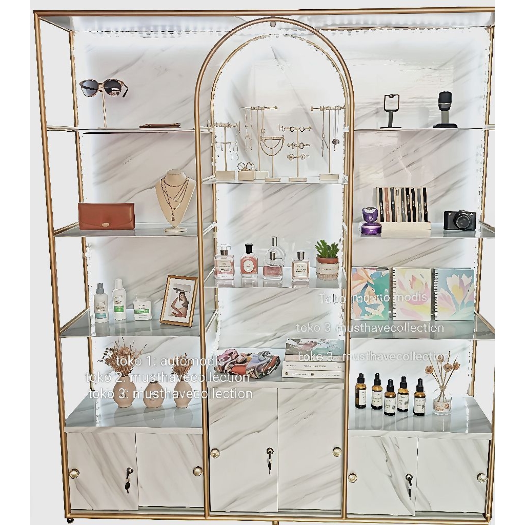 RAK BESI BONGKAR PASANG PUTIH MARMER MINIMALIS KNOCK DOWN INTERIOR RUANG TAMU HOTEL KOKOH KAMAR RUST