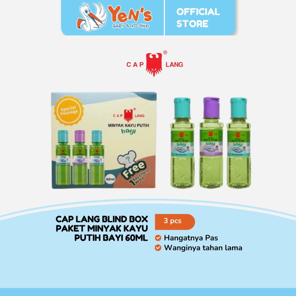 CAP LANG Blind Box Paket Minyak Kayu Putih Bayi 3 pcs 60 ml Free Bag Charm Koala (Random)