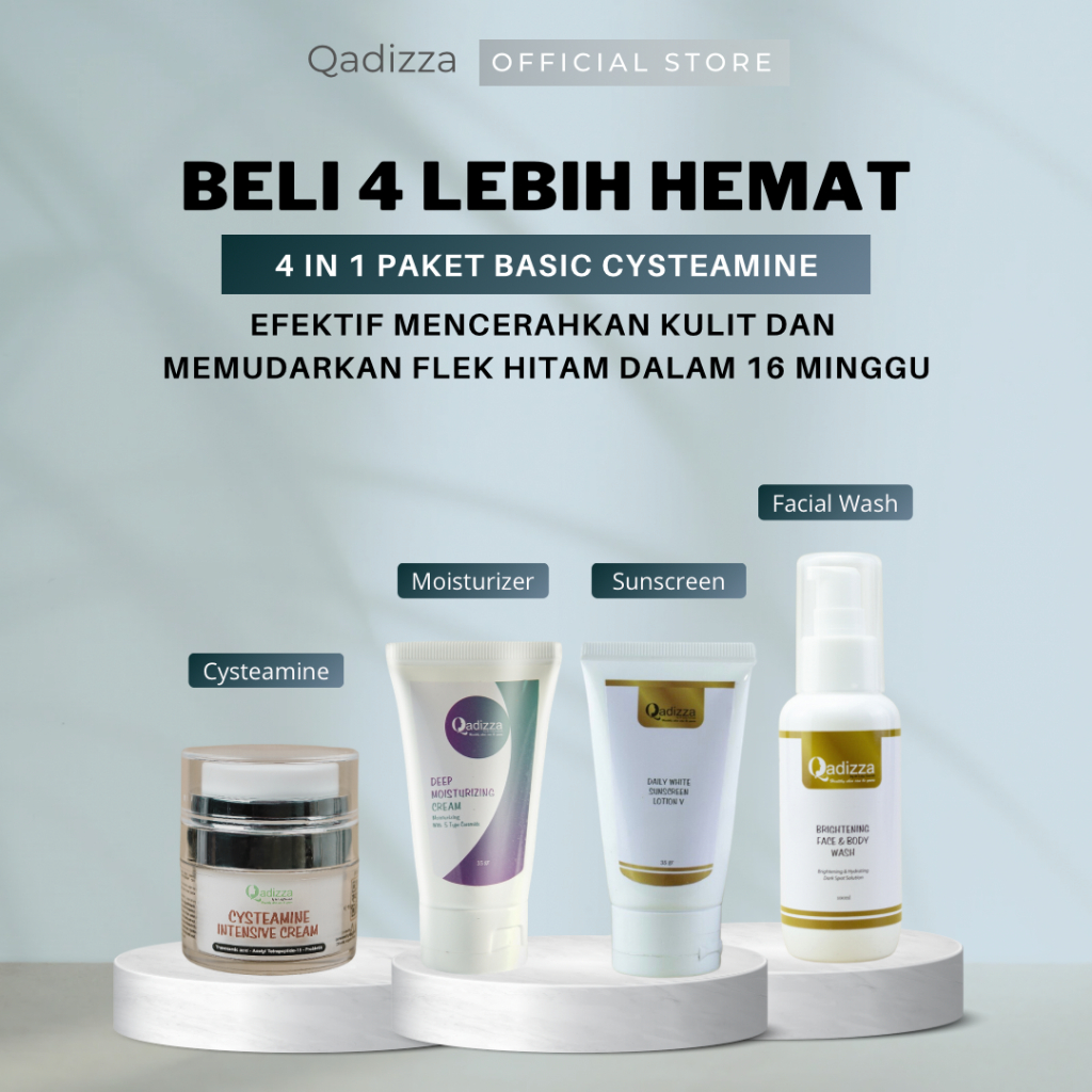 QADIZZA PAKET BASIC CYSTEAMINE WHITE 5% Cysteamine HCl (Efektif Memudarkan Flek Hitam Dalam 16 Mingg