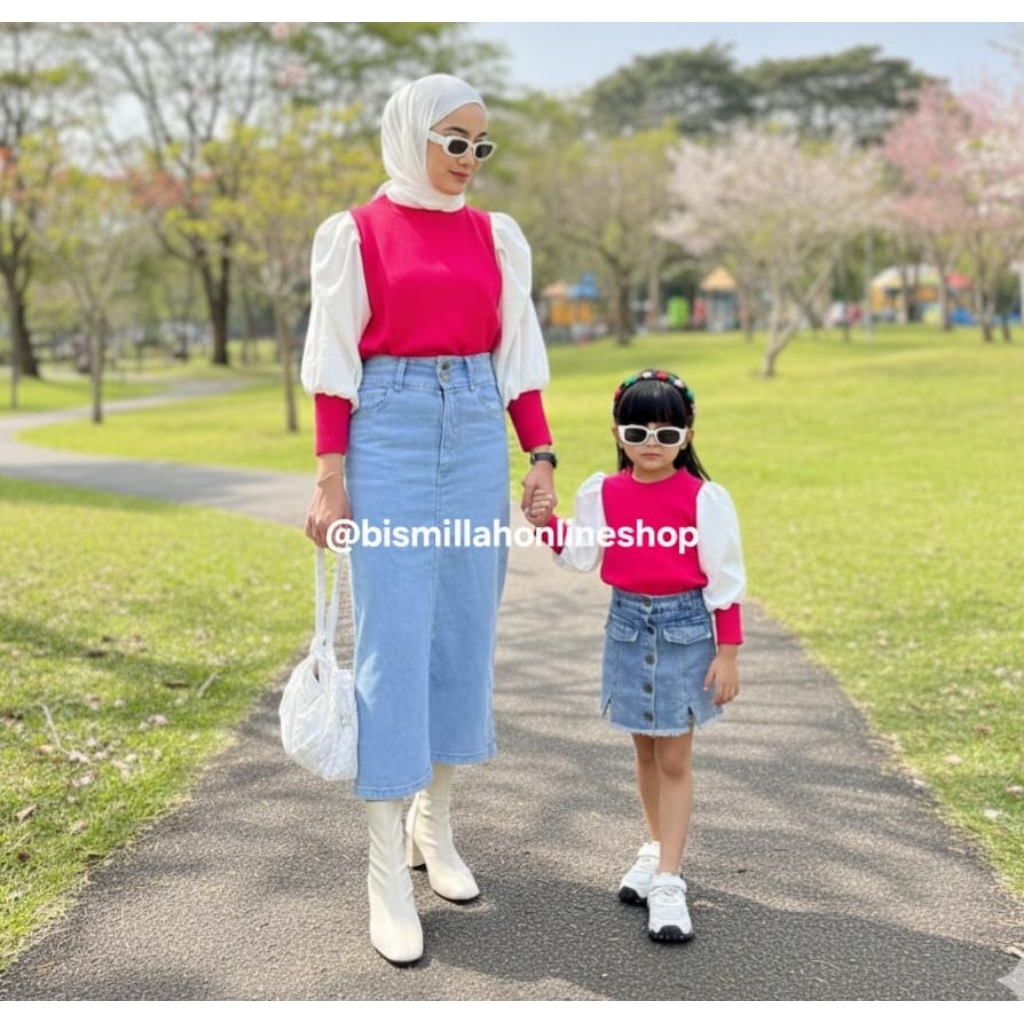 Hyrhaa Couple Ibu Dan Anak Perempuan / Atasan Couple Mom Dan Kids / Tunik Couple Ibu Dan Anak / Keme