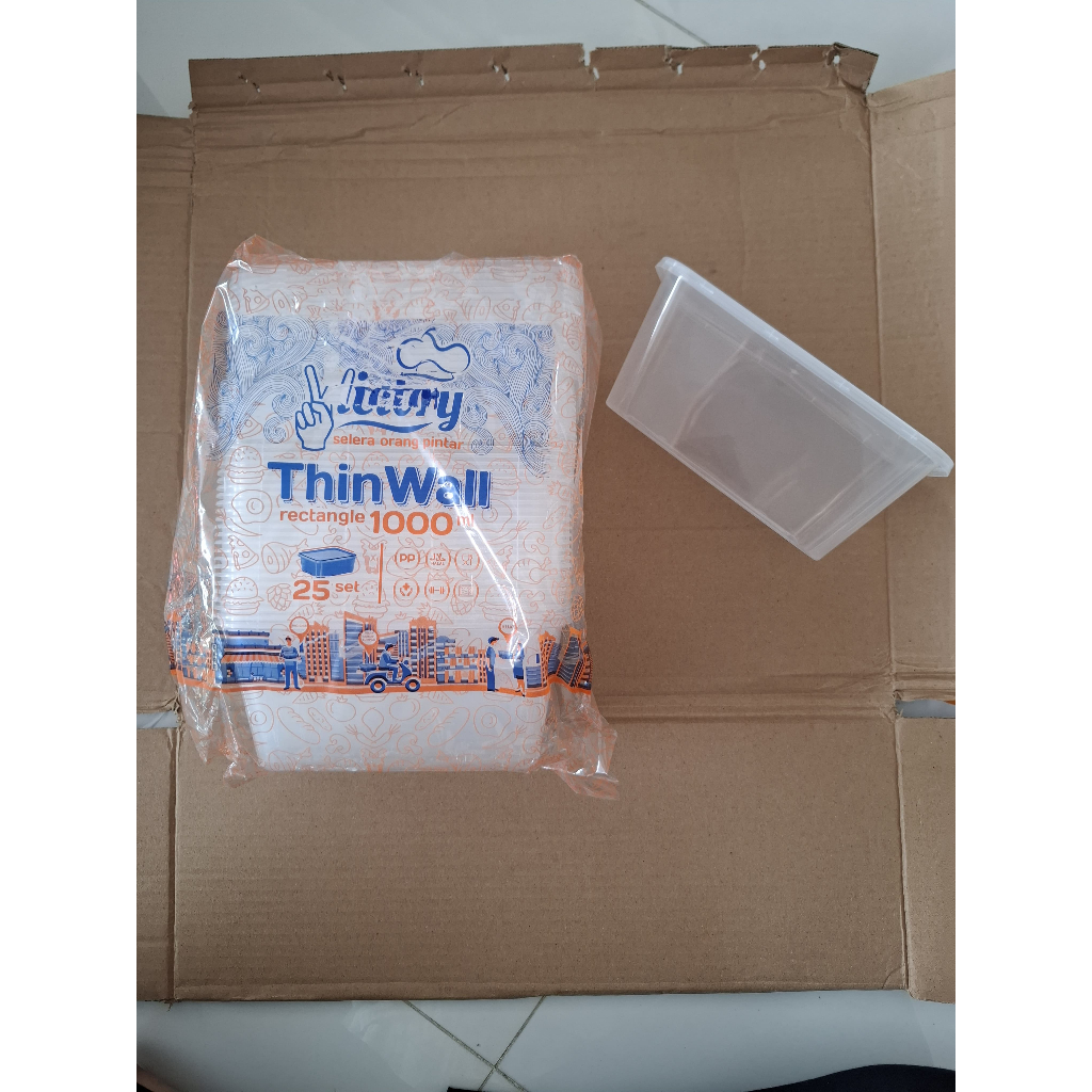 Thinwall Kotak Makan | Thinwall Rectangle Food | Thinwall Kotak isi 25pcs | Thinwall 1000ml