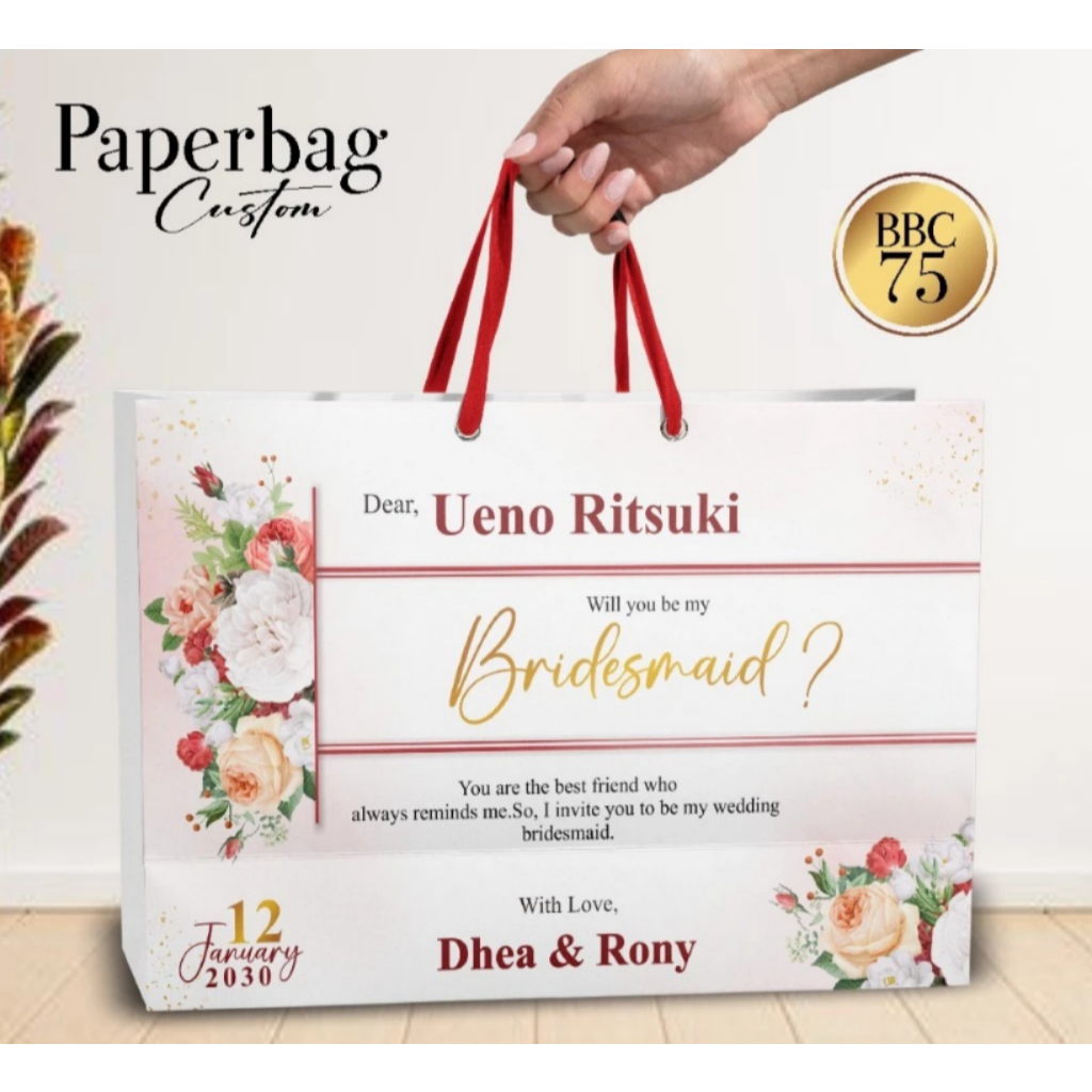 Paperbag Bridesmaid Custom - Paperbag Bridesmaid Premium Bahan BC