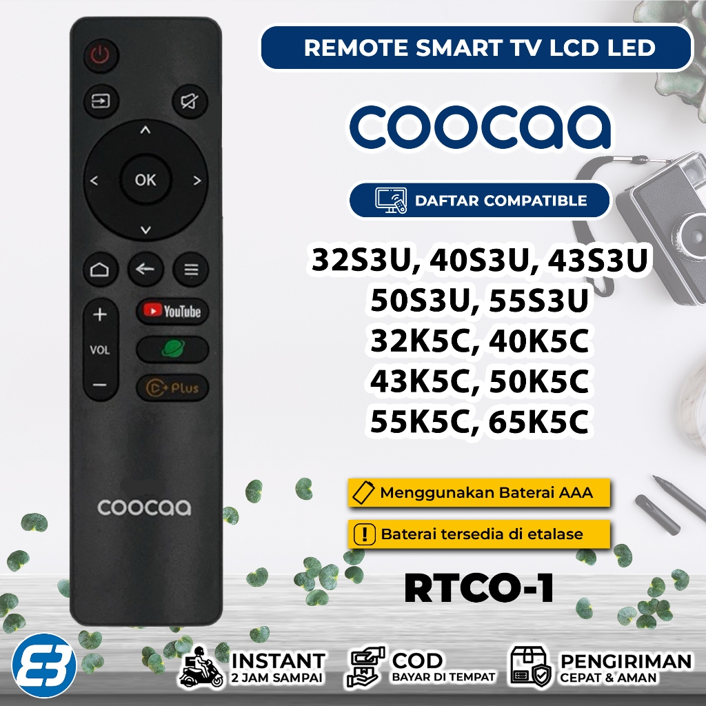Remote Smart TV Android COOCAA Y65 Y72 32Z65 32Z72 40Z65 40Z72 32S3U 40S3U 43S3U 50S3U 32S7G 40S7G 4