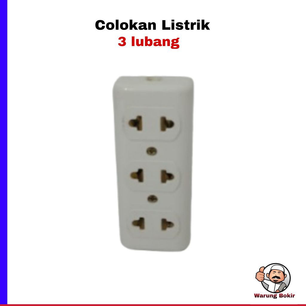Colokan listrik stopkontak 3 lubang tipis warna putih terminal listrik