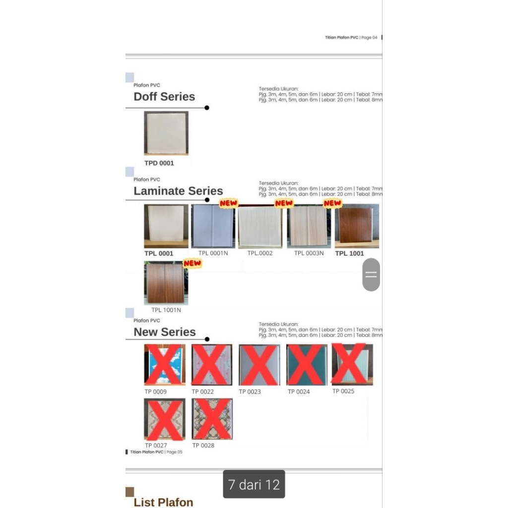 Plafon PVC Titian PVC Laminate Doff 4M, 6M