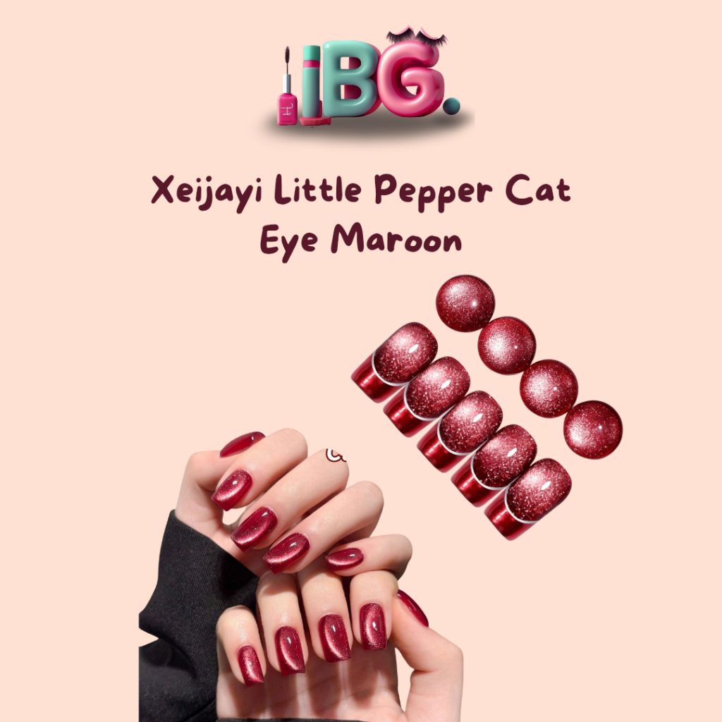 Xeijayi Little Pepper Cat Eye Nail Gel Merah Cat Eye Merah Cat Eye Maroon Cat Eye Xeijayi Merah Cat 