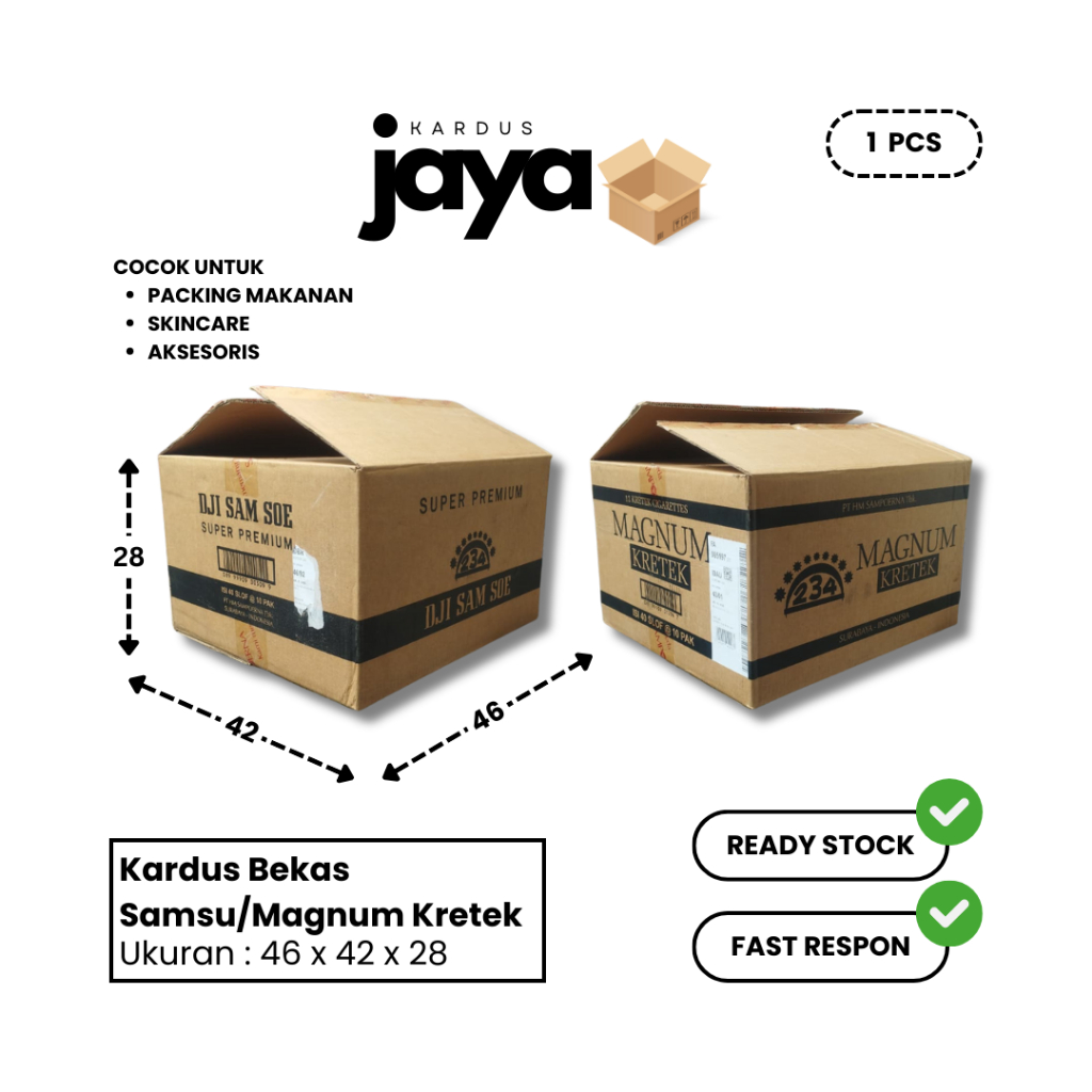 Kardus Bekas Samsu/Magnum Kretek | Cocok untuk Packing Barang | Harga Murah | 1 Pcs