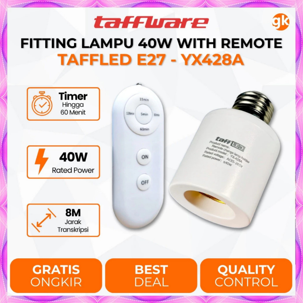 Fitting Lampu Wireless Remote Control Timer Otomatis On Off E27 Plug Universal Wireless Remote