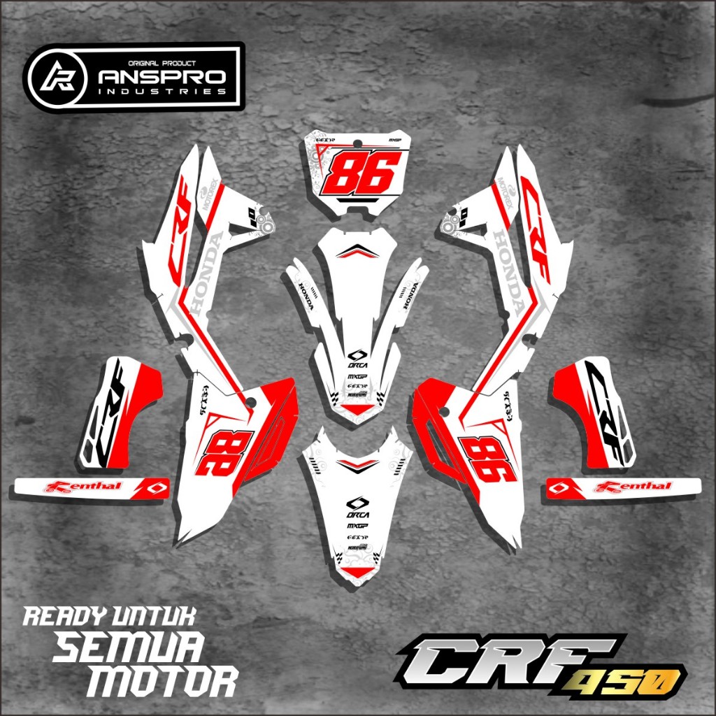DECAL FULL BODY CRF 450 STIKER PELINDUNG BODY MOTOR CRF 450 FREE CUSTOM