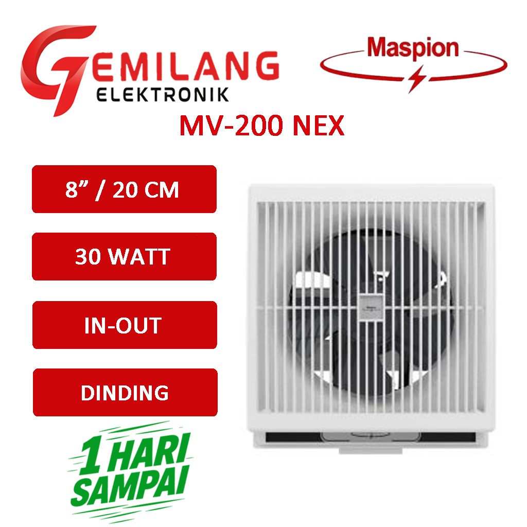 EXHAUST FAN / KIPAS HISAP MASPION MV 200 NEX UKURAN 8 INCH (20 CM) UNTUK DINDING