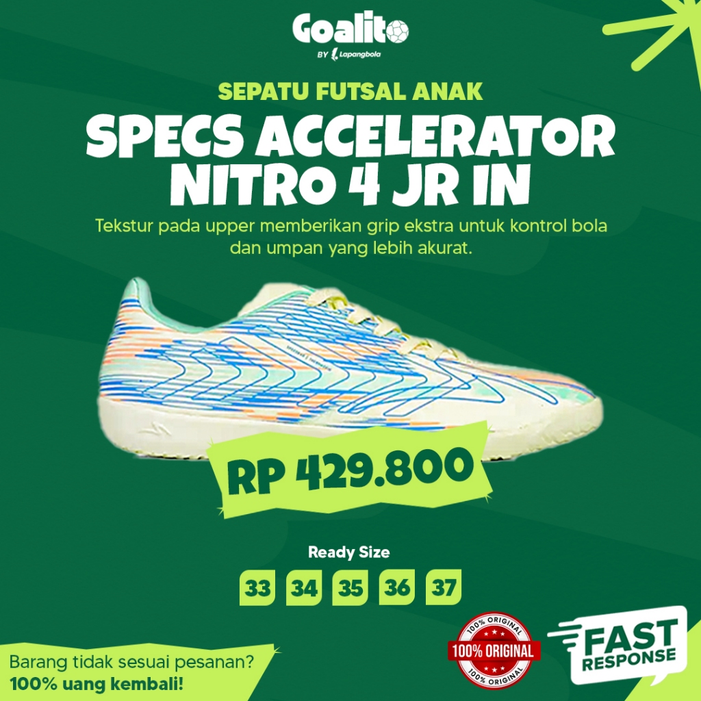 Sepatu Futsal Anak Specs Accelerator Nitro 4 JR IN Original | Sepatu Futsal Anak