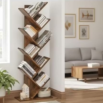 Rak Buku Kayu Model Pohon 8 Tingkat - Rak Buku Minimalis Modern