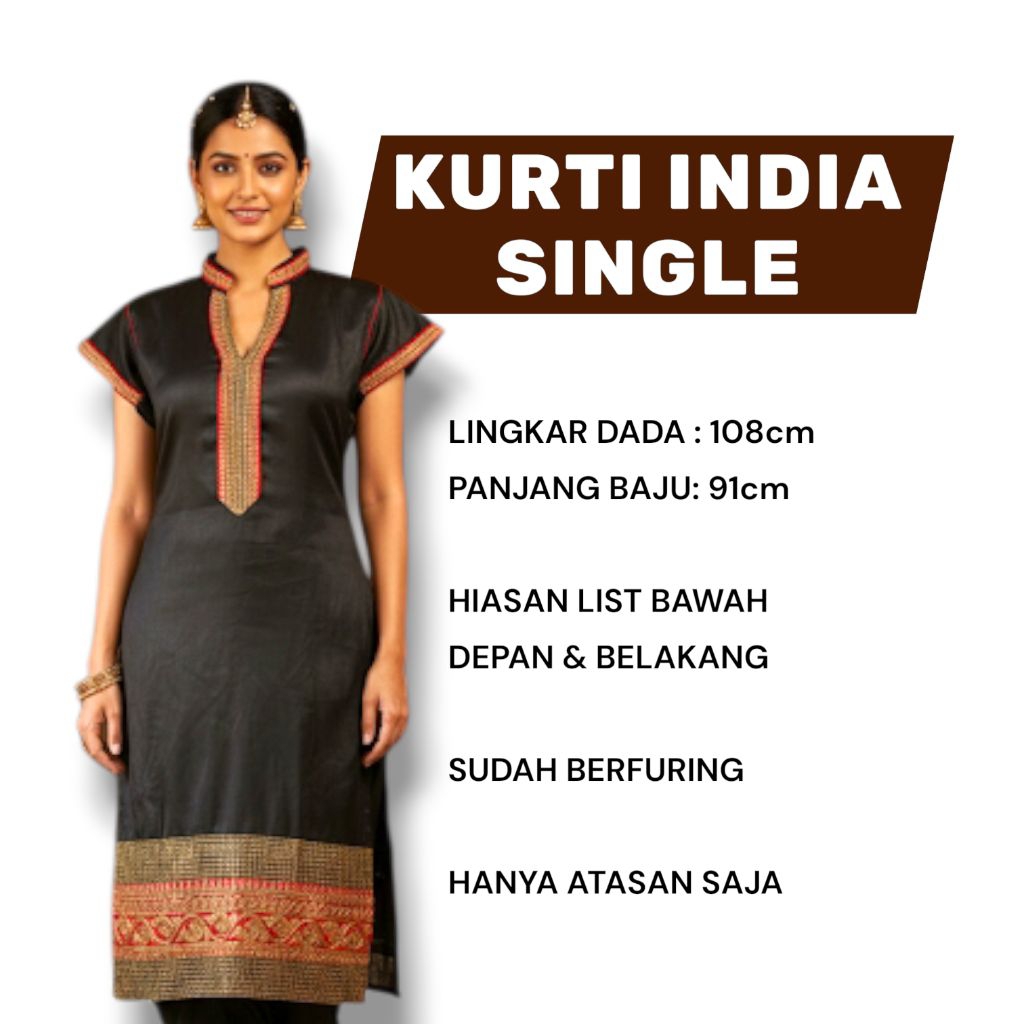 Kurti single baju India murah