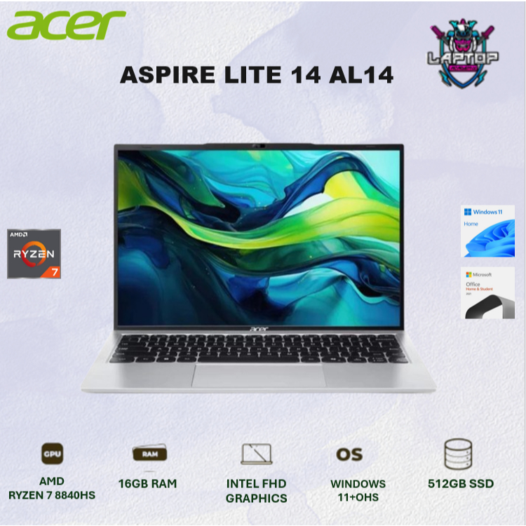 LAPTOP ACER ASPIRE LITE 15 AL15 RYZEN 7 8840HS 16GB 512GB W11+OHS GARANSI RESMI