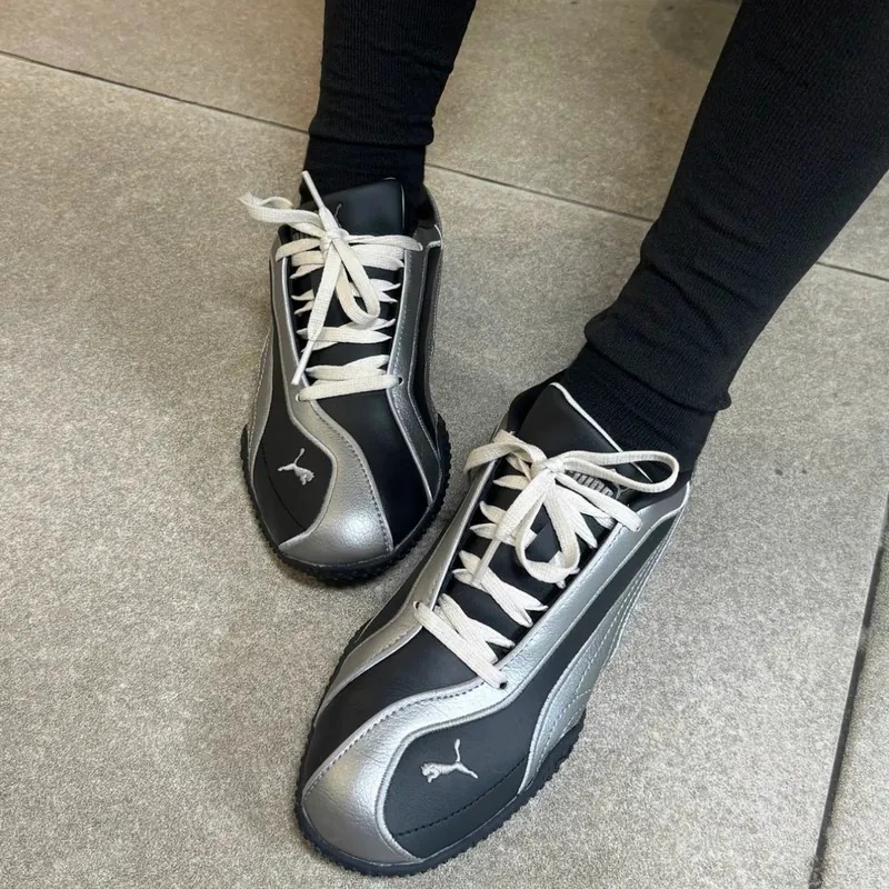 PUMA BELLA V2 LEATHER BLACK AGED SILVER ORIGINAL FREE PAPER BAG DAN FREE KAOS KAKI SEPATU UNISEX