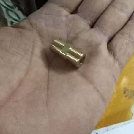 double nepel kuningan drat 1/4" inch sae x 1/4" inch NPT pentil AC