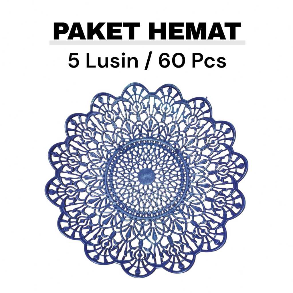 Piring Rotan Mahkota 5 Lusin / 60 Pcs Bahan Plastik Piring Saji Motif Mahkota Premium Warna Ungu
