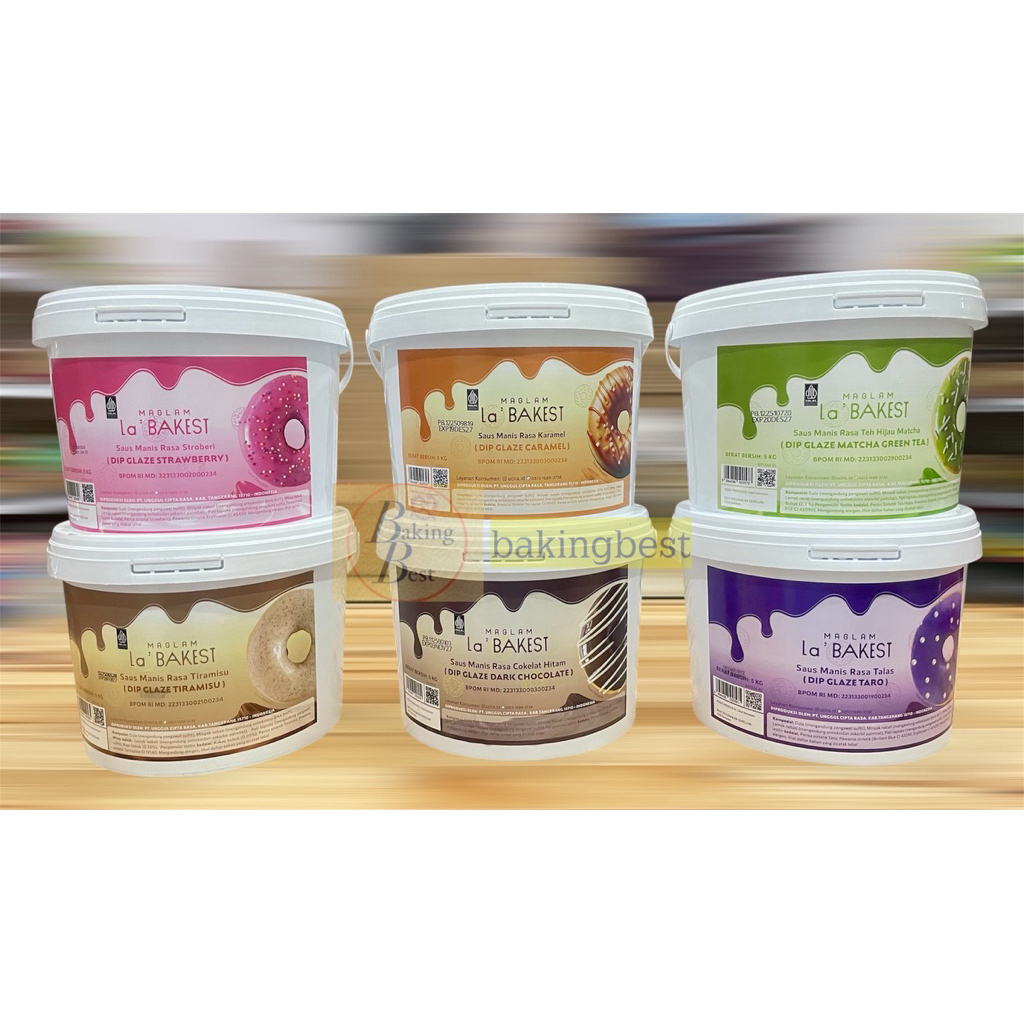 GLAZE 5 kg Maglam La'Bakest Big Size . Selai Kue Dark Coklat,Caramel,Strawberry,Taro,Tiramisu,Matcha