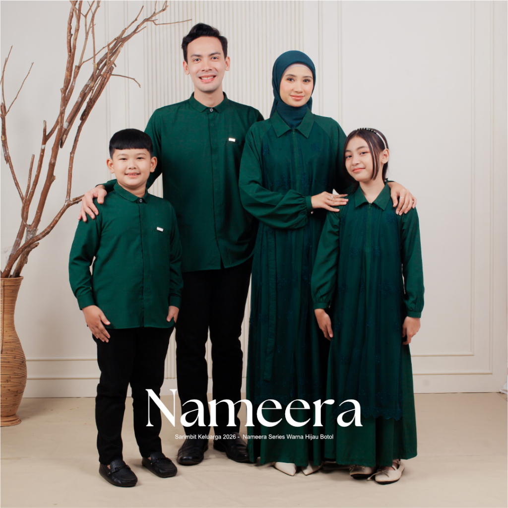 Sarimbit Keluarga Nameera Hijau Botol ( Emerald ) / Baju couple keluarga / Sarimbit Keluarga / Baju 