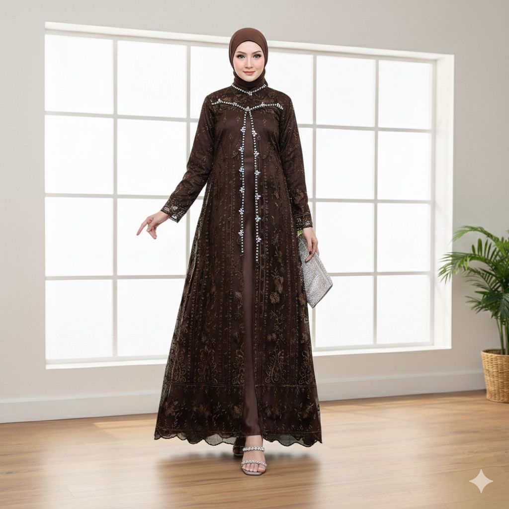 {Toko.Sky} Gamis Pesta Regina/Gamis Cardigan Regina/Gamis Tile Sapto kombinasi Satin Velvet