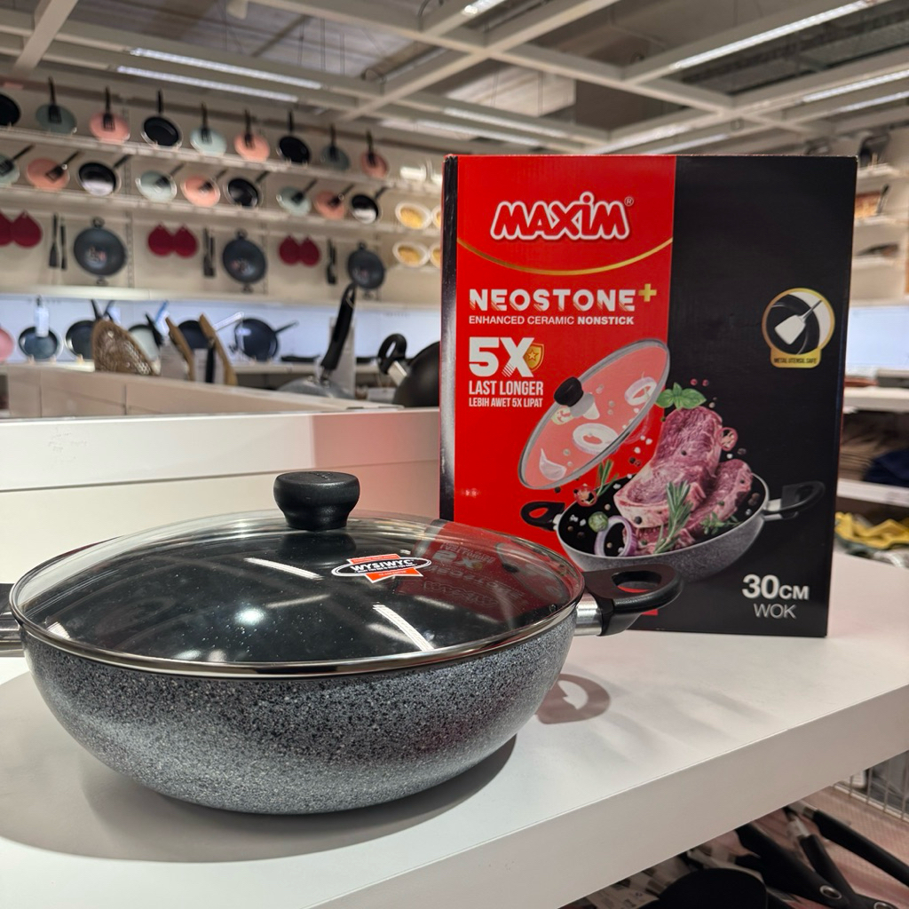 MAXIM Neostone Wok Teflon 30 cm Wajan Penggorengan Keramik Premium Besar