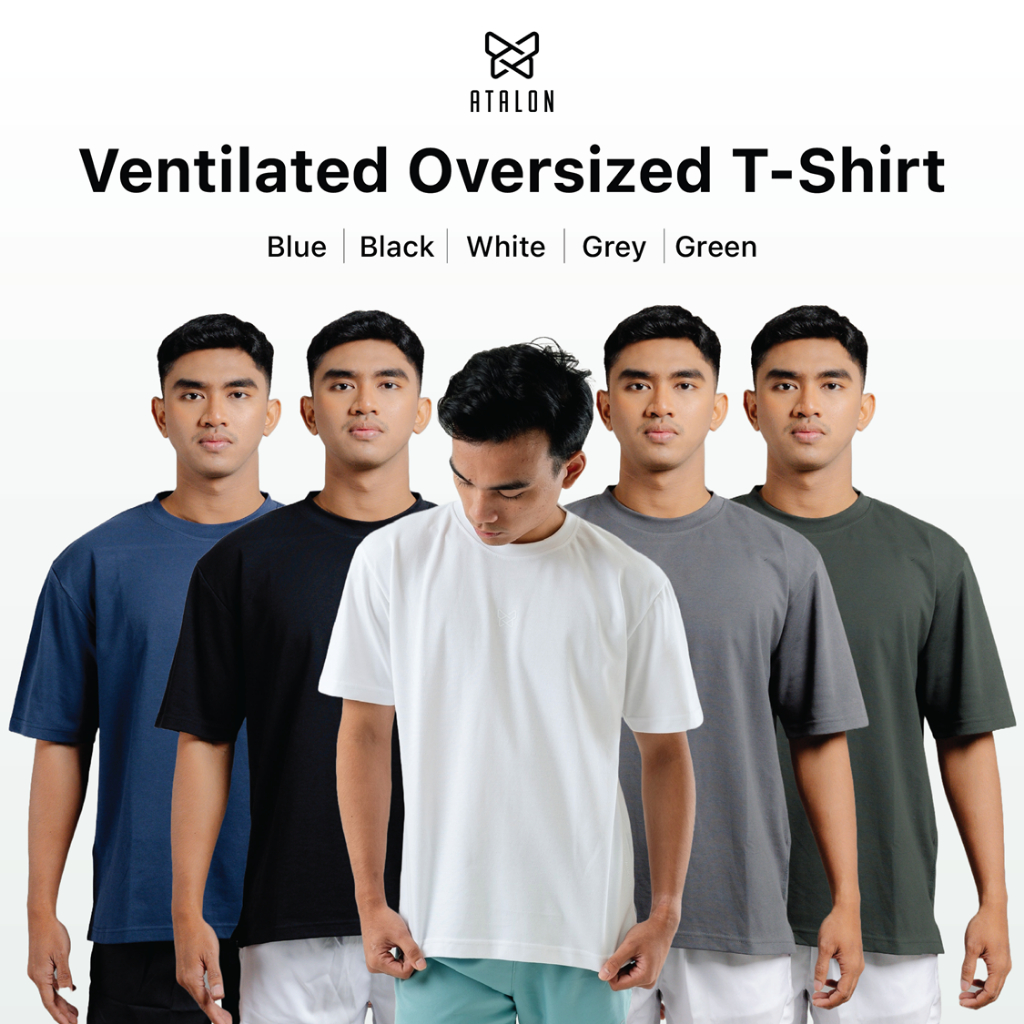 Kaos Polos Oversized T-Shirt, Kaos Gym Fitness Casual Polos - Atalon Ventilated Oversized T-Shirt