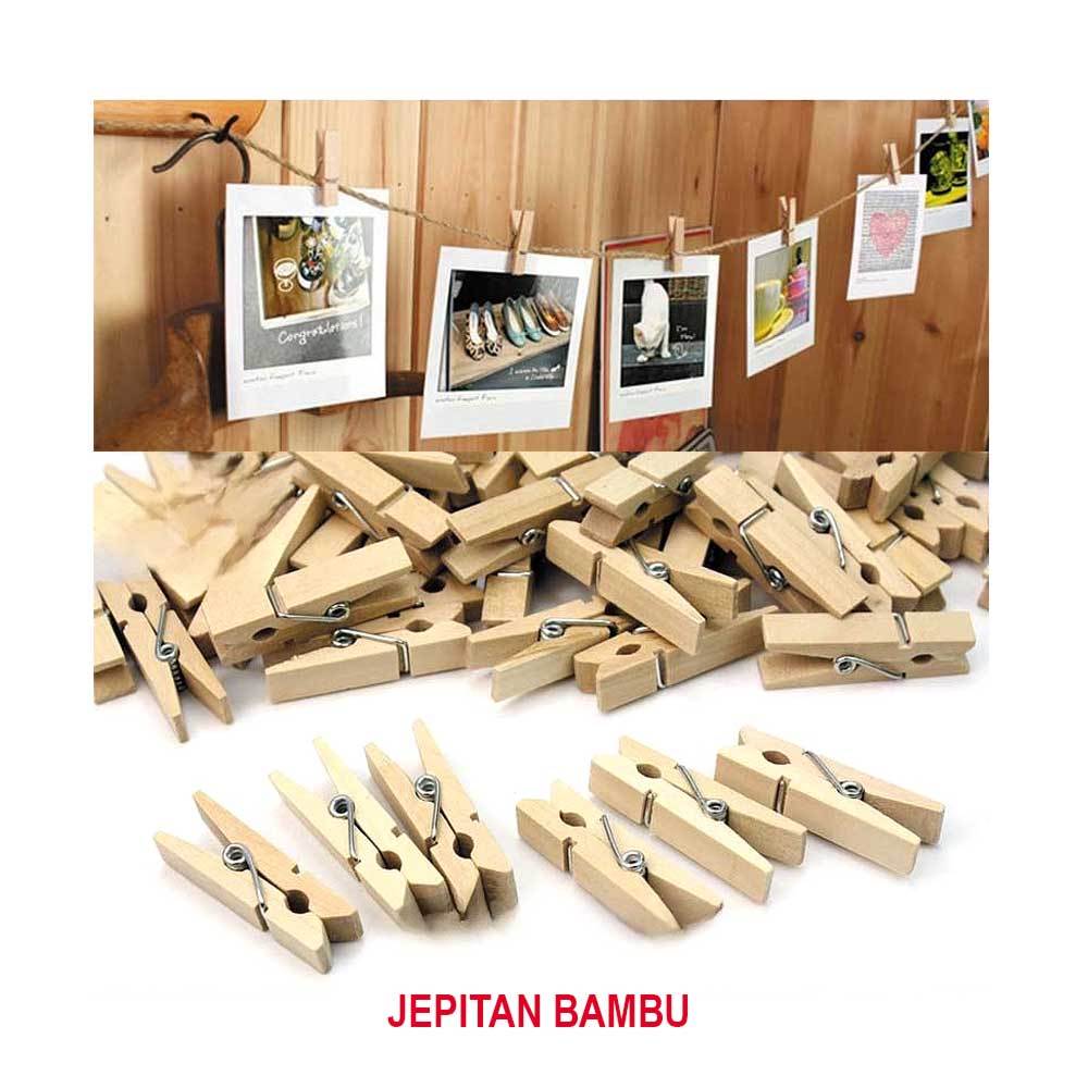 JEPIT JEMURAN BAMBU NATURAL – BAMBOO PEG RAMAH LINGKUNGAN, JEPITAN BAJU KUAT TAHAN AIR, MINIMALIS ES