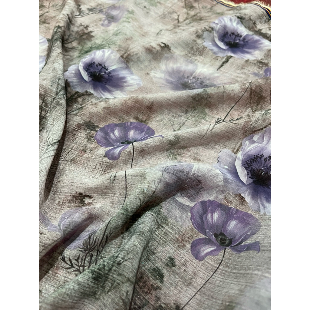 kain sifon print motif bunga tulip/chiffon silk