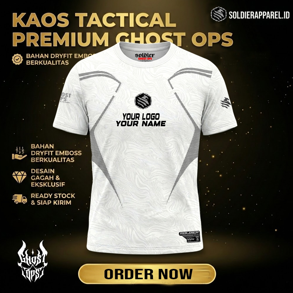 Kaos Dryfit Emboss Ekslusif Varias Pria – Ghost Ops Series | Bisa Custom Logo & Nama