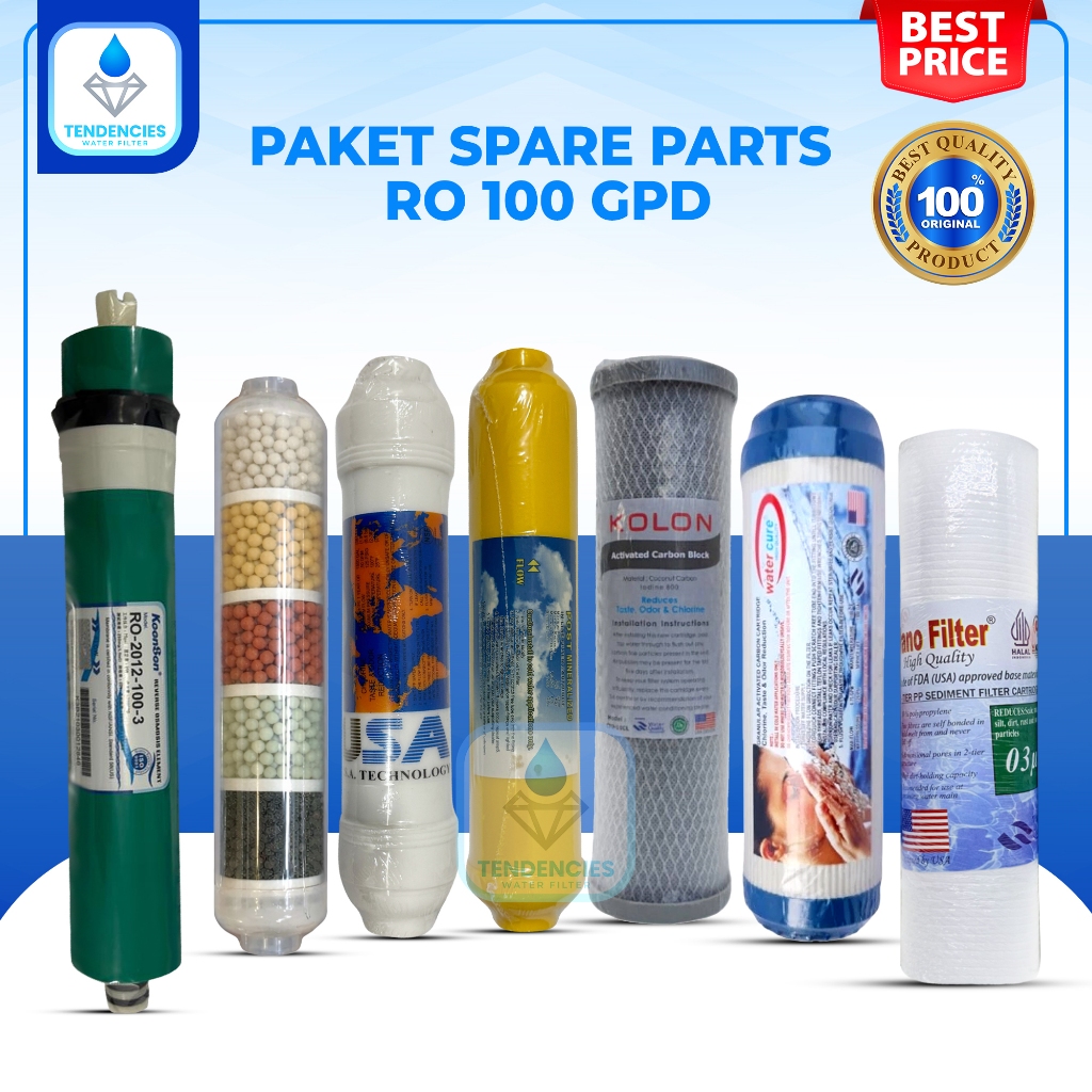 Paket Spare Parts Lengkap Mesin RO 100 & 500 GPD Untuk Perawatan Filter Air Minum Rumah Tangga Depot